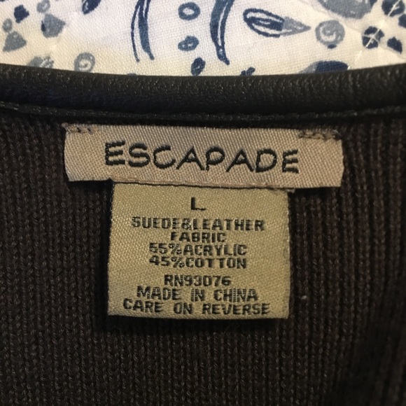 Escapade brown suede and leather zip up sweater - Picture 5 of 7